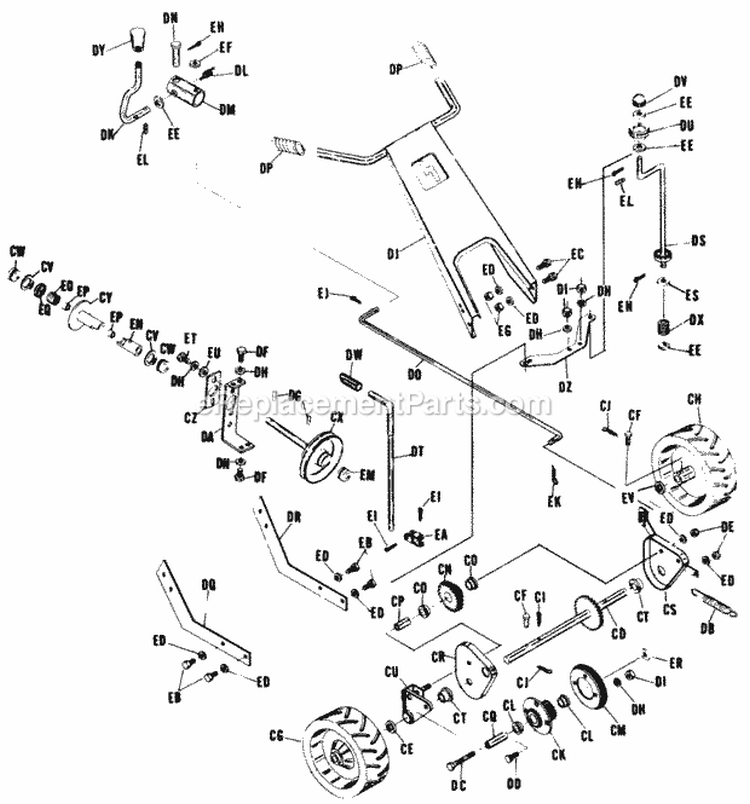 Page B Diagram and Parts List for 1840A 300000001-399999999 - 1973 Lawn Boy Snow Blower
